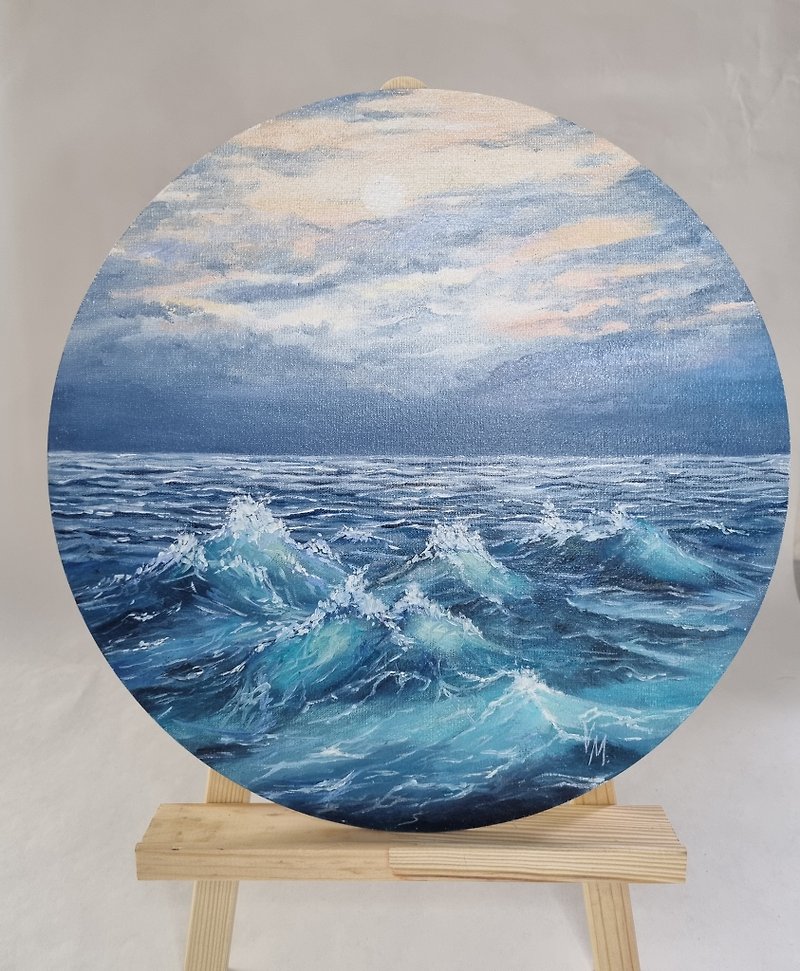 オリジナルの油絵 海の風景の油絵 - ウォールデコ・壁紙 - その他の素材 