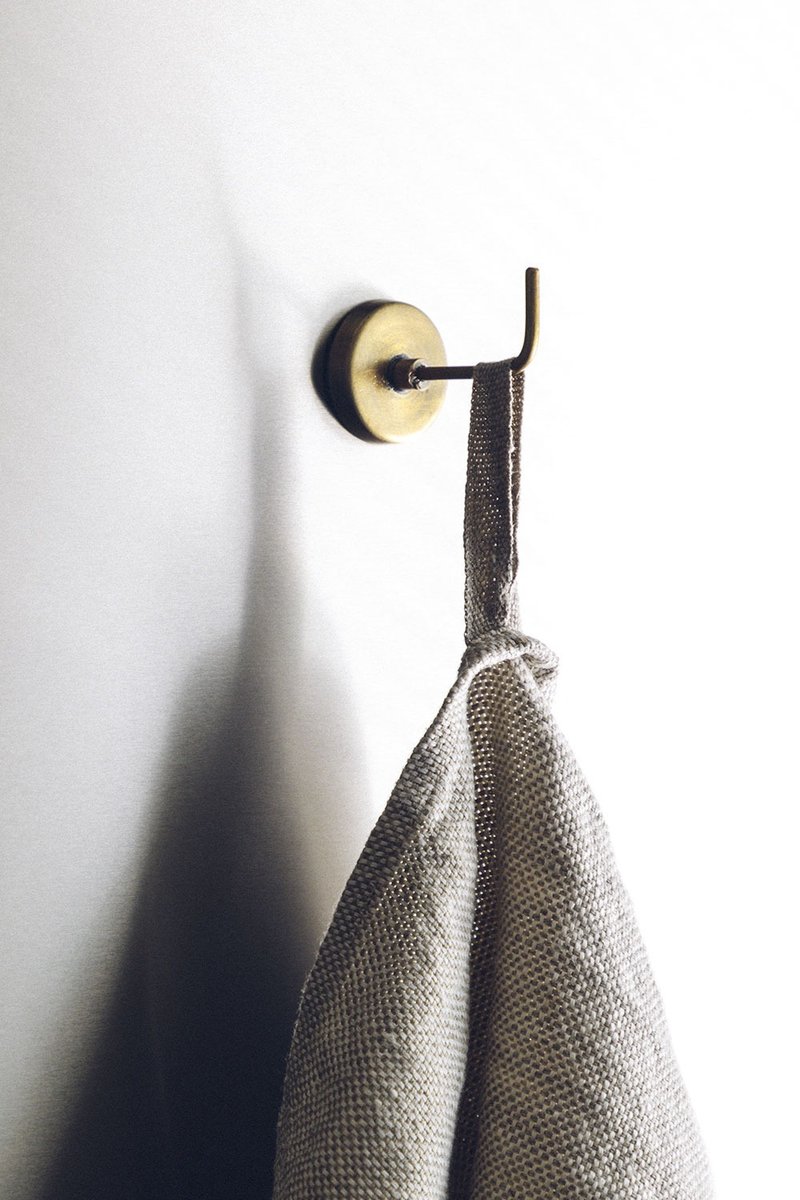 日本 Fog Linen Work - 手工製 黃銅磁吸掛勾 - L 型 - 晾衫架/衣架 - 銅/黃銅 金色