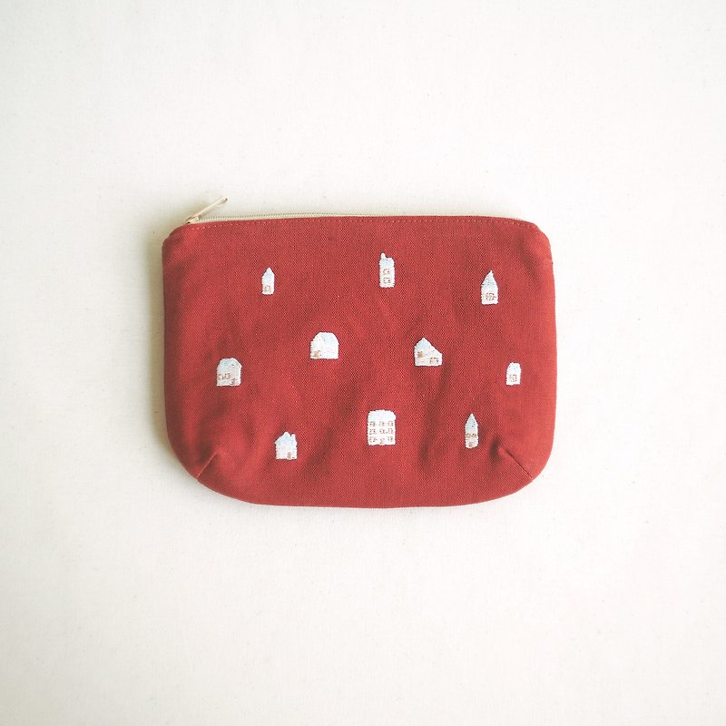 ผ้าฝ้าย/ผ้าลินิน กระเป๋าเอกสาร สีแดง - little house linen case B6 : red