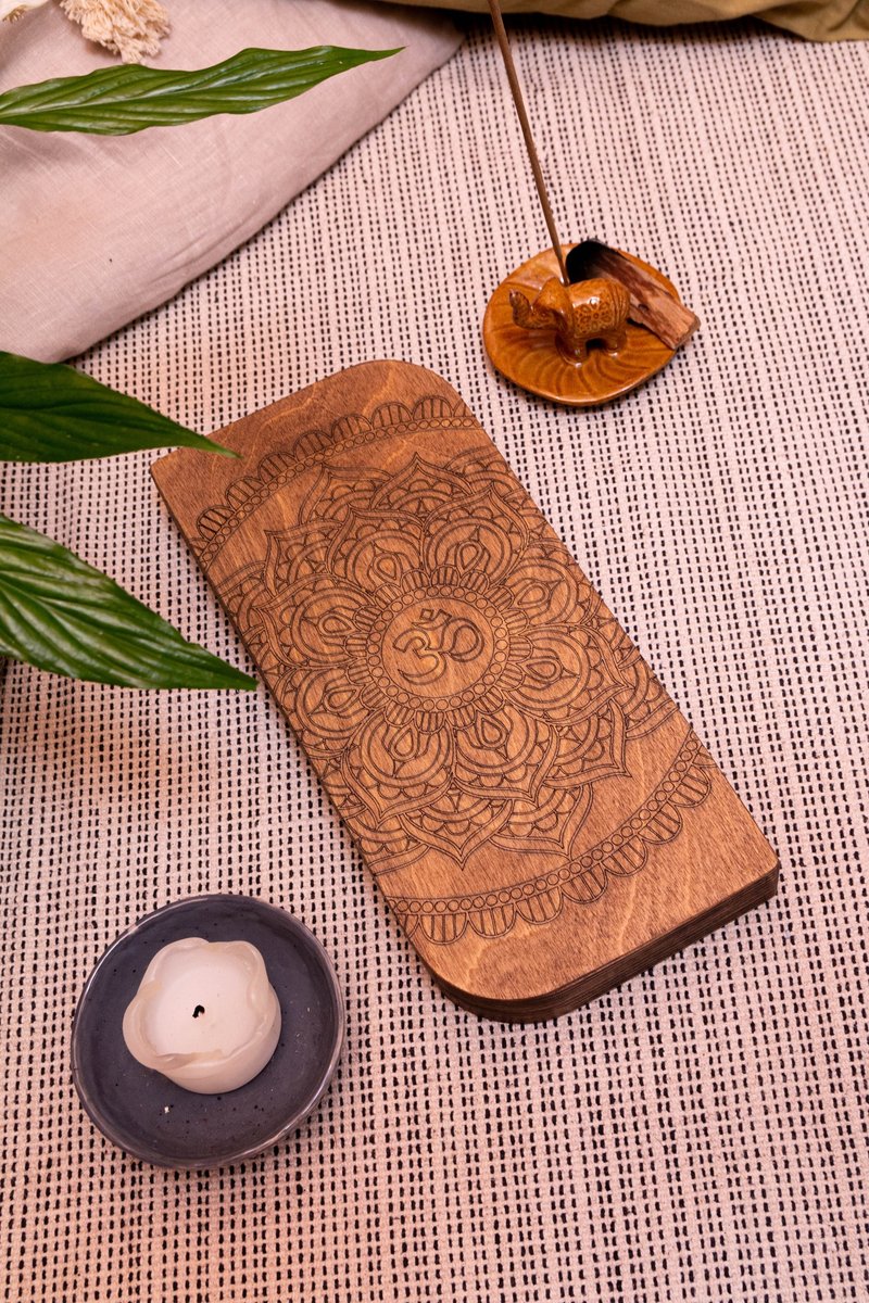 Sadhu board 13 mm / Nail board / Yoga Gifts/ Yoga board / Aum symbol - Yoga Mats - Wood 