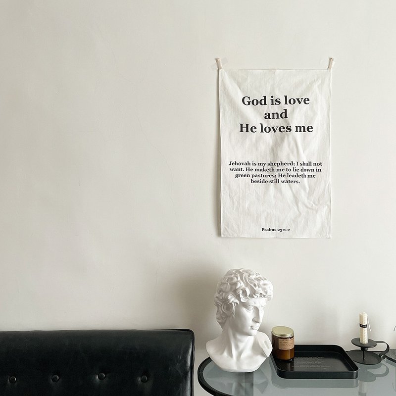 JIN CHA GOD- Linen texture hanging cloth god is love Jehovah is my shepherd/Christ - Posters - Cotton & Hemp 