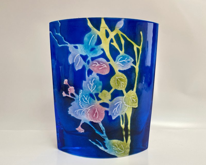 復古 Ada Lisa Gjeruldsen 藝術玻璃花瓶簽名瑞典 2012 - 擺飾/家飾品 - 玻璃 藍色