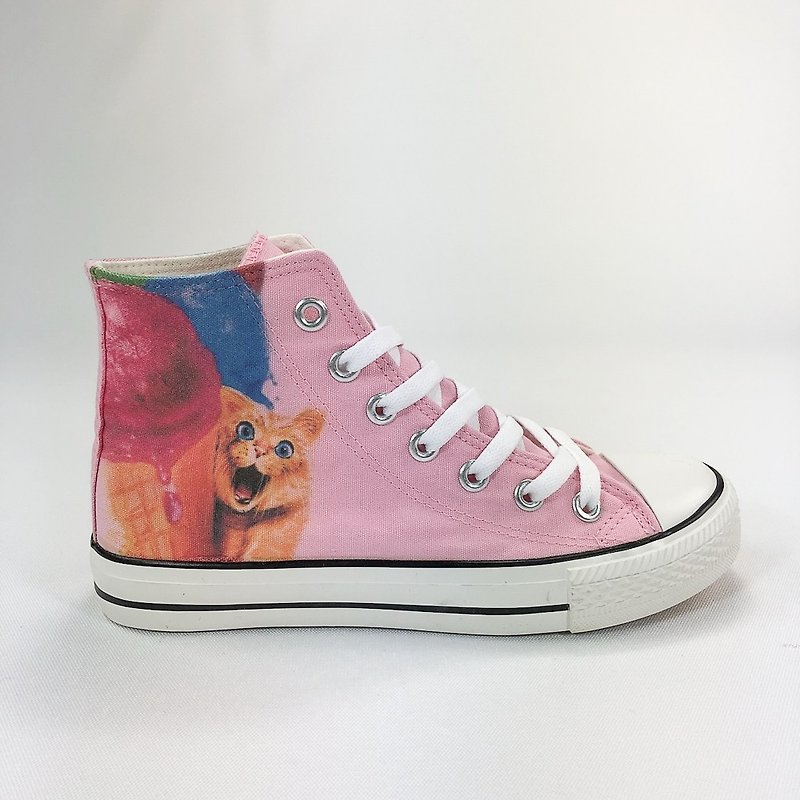 [Summer ‧ I love ice cream] - Yi Yi - canvas shoes (pink shoes leucorrhea / female limited edition) AF02 - Women's Casual Shoes - Cotton & Hemp Pink
