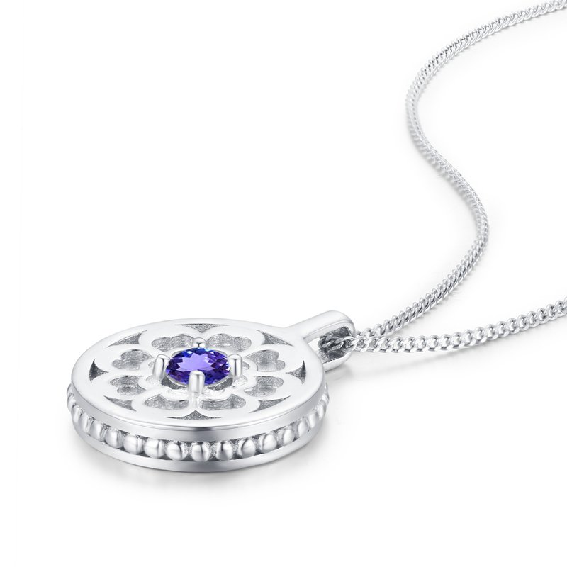 Tanzanite coin necklace pendant-Personalized customized necklace-Medallion - Necklaces - Sterling Silver Purple