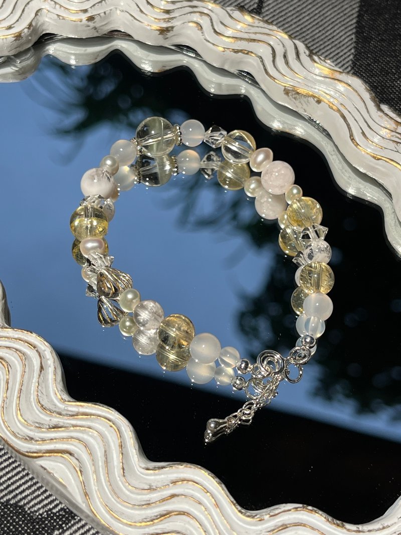 Crystal Bracelet/Yellow Azeztulite/Herkimer Diamond - สร้อยข้อมือ - คริสตัล สีเหลือง