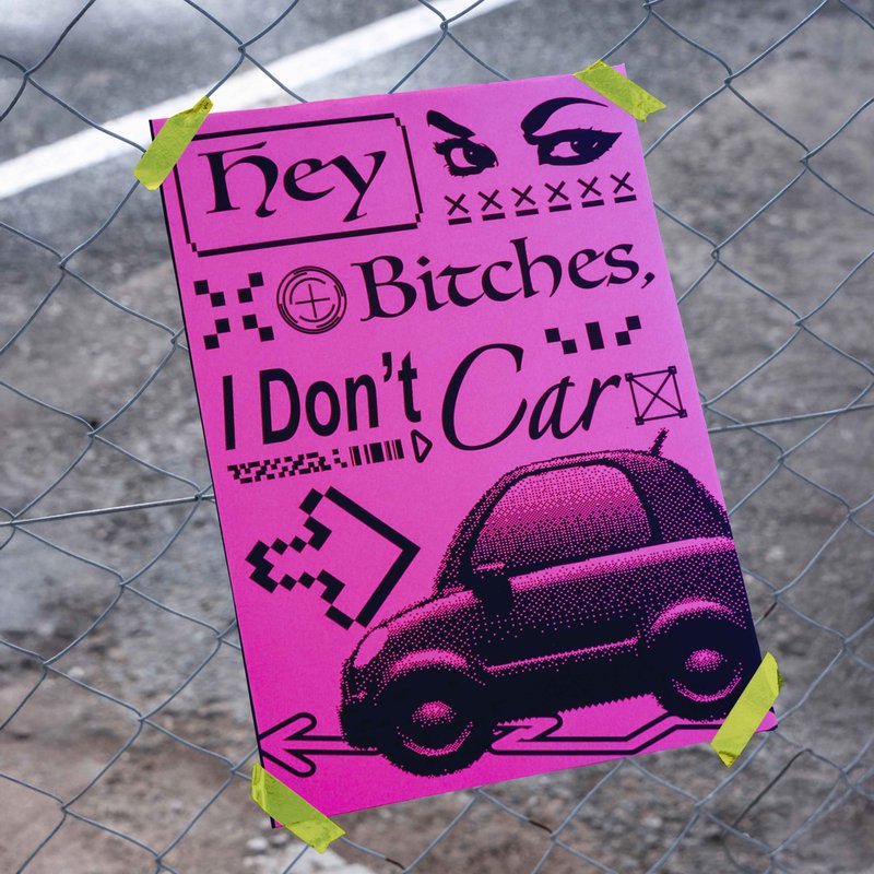 I Don't Car | A4 海報 - 卡片/明信片 - 紙 粉紅色