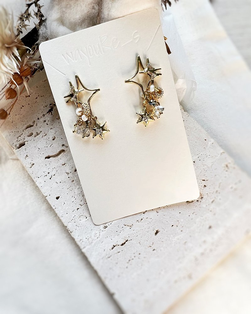 star amphibole earrings - ต่างหู - โลหะ สีทอง