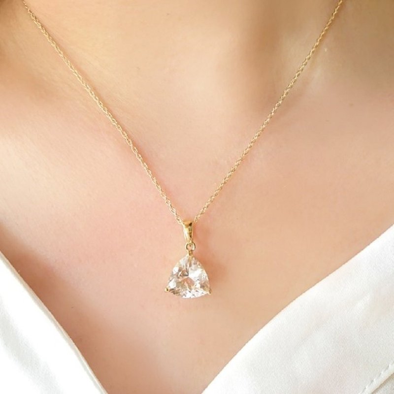 14kgf、crystal & sapphire necklace - 項鍊 - 水晶 金色