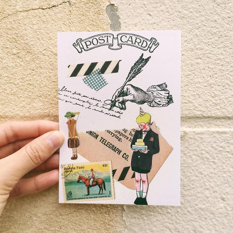 Little Gentleman Collage Postcard - Cards & Postcards - Paper 