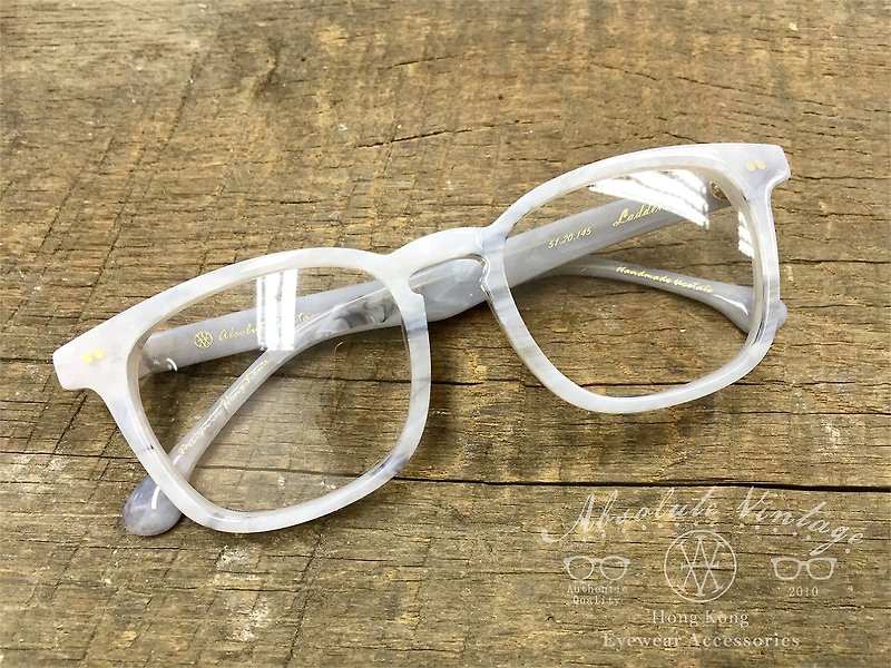 Absolute Vintage-Ladder Street Square Thin Frame Plate Glasses-White - กรอบแว่นตา - พลาสติก 