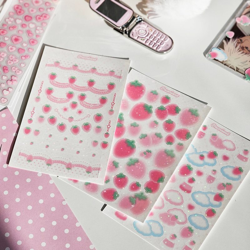 Love Strawberry korea stickers pack - สติกเกอร์ - วัสดุอื่นๆ หลากหลายสี