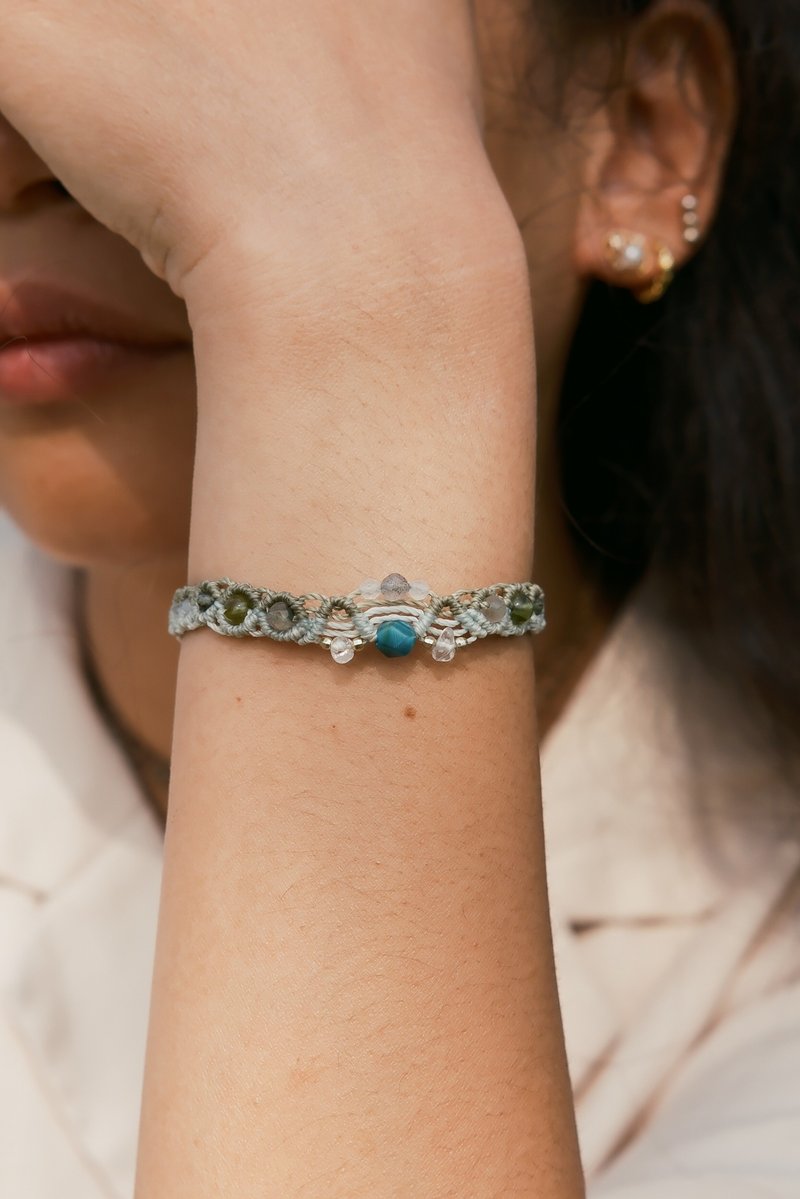 礦石編織手鍊/腳鍊 // 藍虎眼|綠髮晶|橄欖石|綠磷灰|月光石 - 手鍊/手鐲 - 水晶 