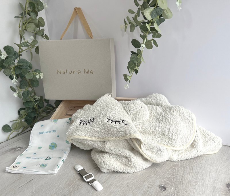 [First choice for getting started] Baby home life group (bath towel/bib/double head clip/comfort quilt) - ของขวัญวันครบรอบ - วัสดุอีโค ขาว