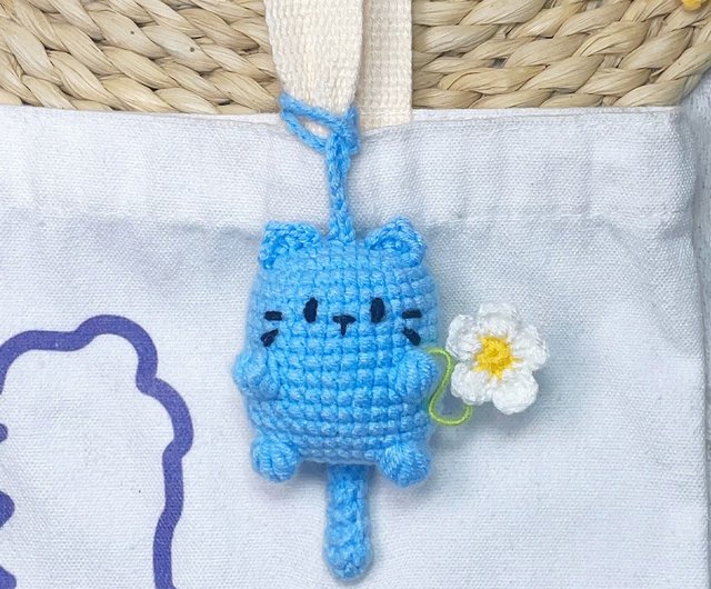 手編みコースター素材パッケージ - キーホルダー猫ビスケット