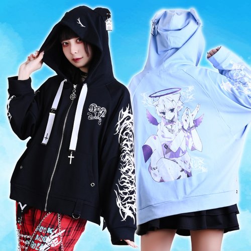 Eita collab tenshi kawaii punk Sabbatic ram ear tag hooded
