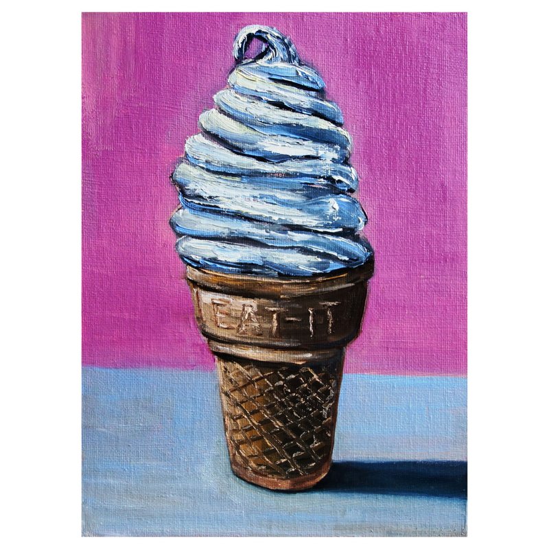 Ice Cream Painting Oil Kitchen Original Art Food Artwork Dessert Canvas Art - 海報/掛畫/掛布 - 其他材質 多色