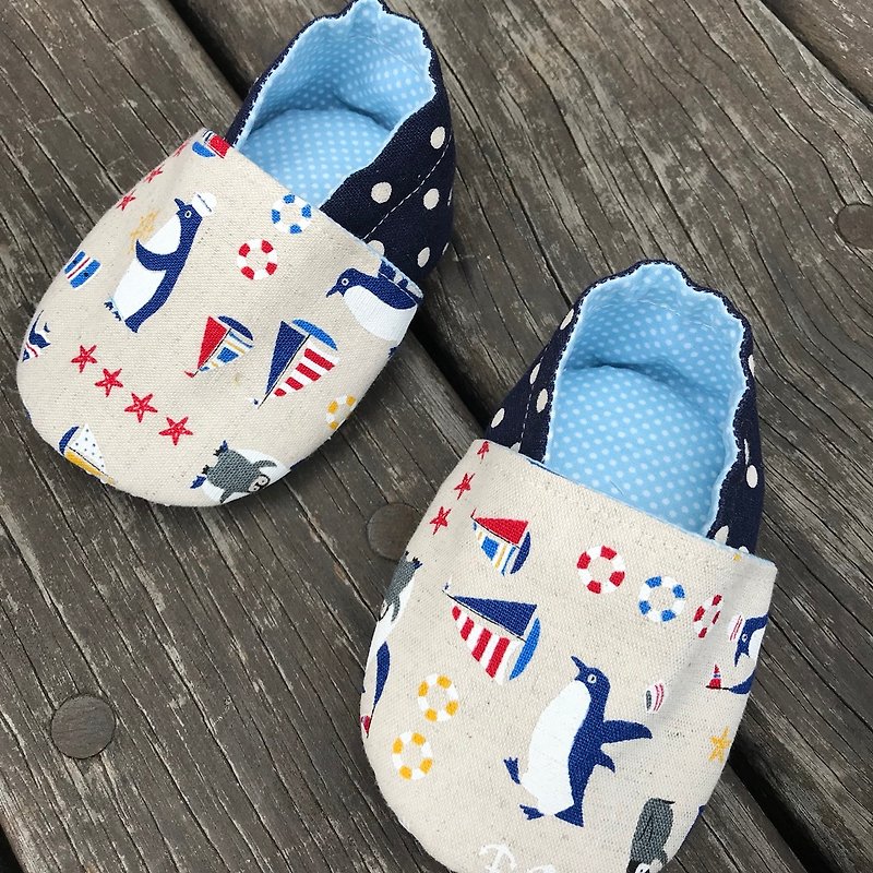 Little penguin love dancing <toddler shoes. Baby shoes> handmade shoes - Kids' Shoes - Cotton & Hemp Blue