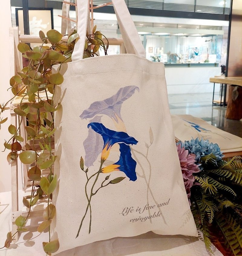 Jennie Tsai - Spring Blossom Morning Glory Canvas Bag in Three Colors - Handbags & Totes - Cotton & Hemp 