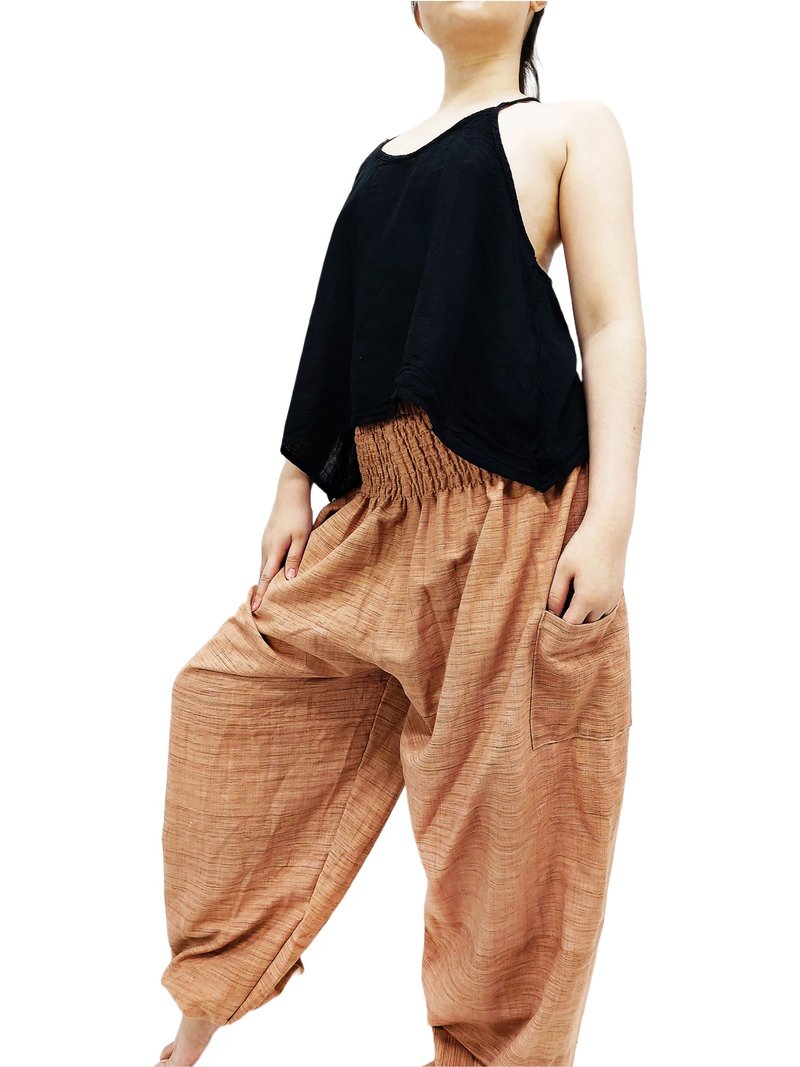Thai Cotton Harem Pants Thai Handwoven Cotton Pants Unisex Pants Trouser - 中性長褲/短褲 - 棉．麻 藍色