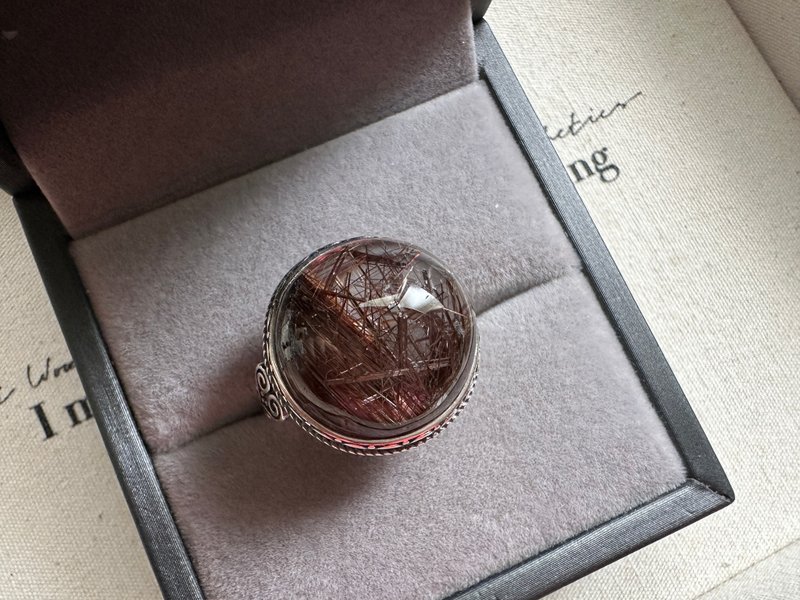 紅銅鈦髮晶 銀戒 - 戒指 - 水晶 