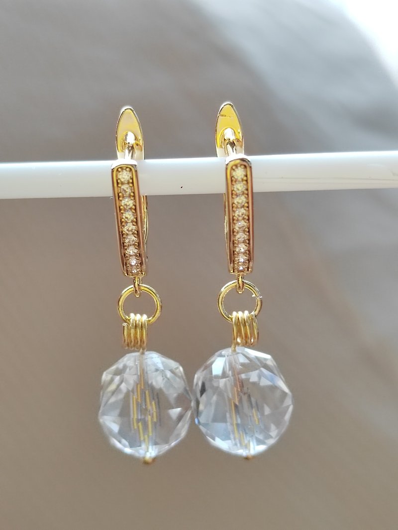 clear quartz earrings - Earrings & Clip-ons - Stone Transparent