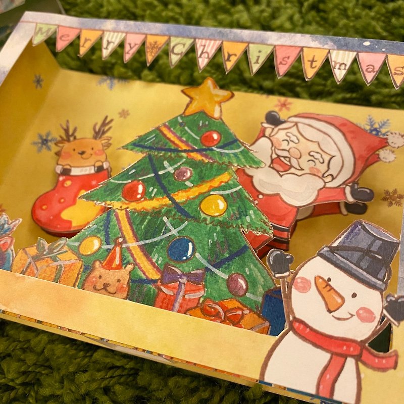 立體插畫明信片-聖誕老人系列/聖誕節 - 心意卡/卡片 - 紙 