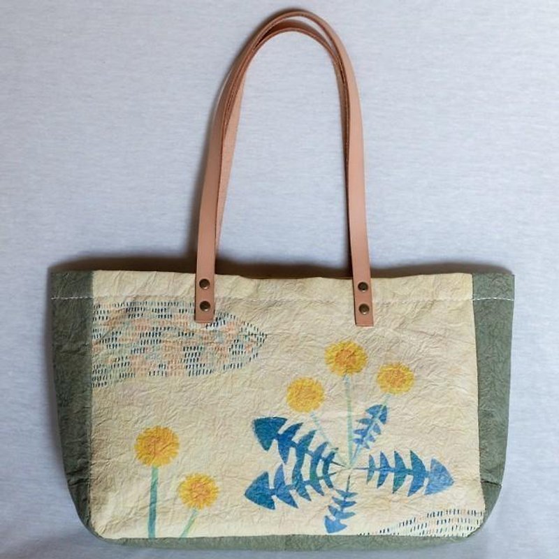 Handmade Japanese paper bag <dandelion> - Messenger Bags & Sling Bags - Paper Yellow