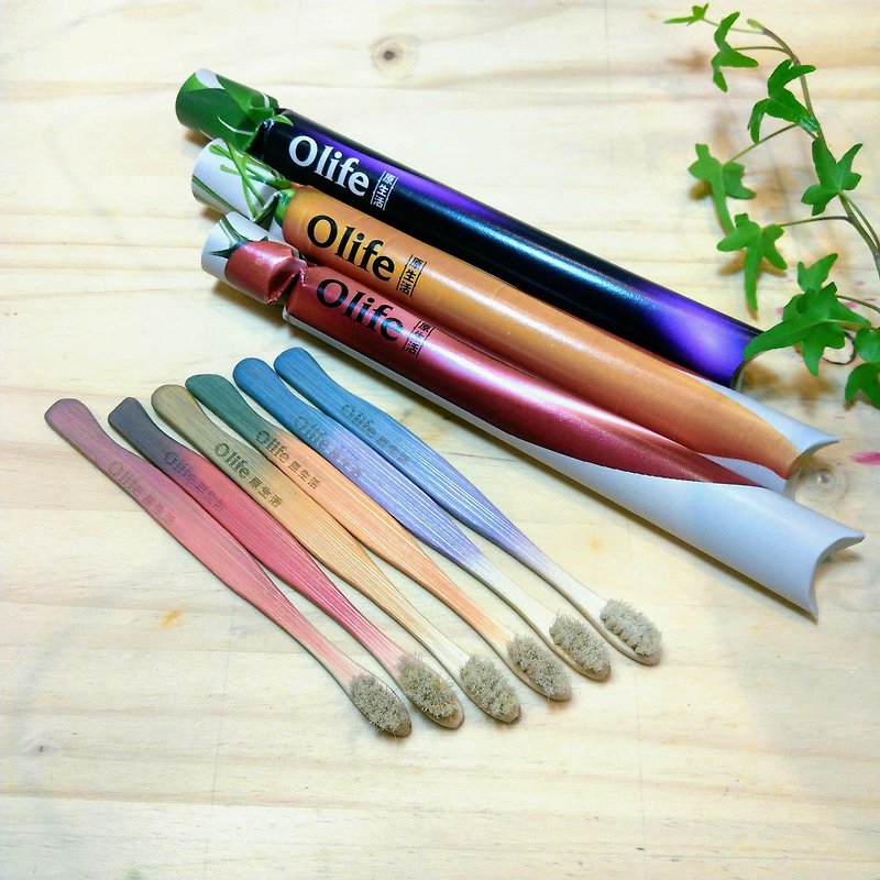 Olife original life natural handmade children's bamboo toothbrush 6 sticks carrot purple eggplant pepper - Other - Bamboo Multicolor