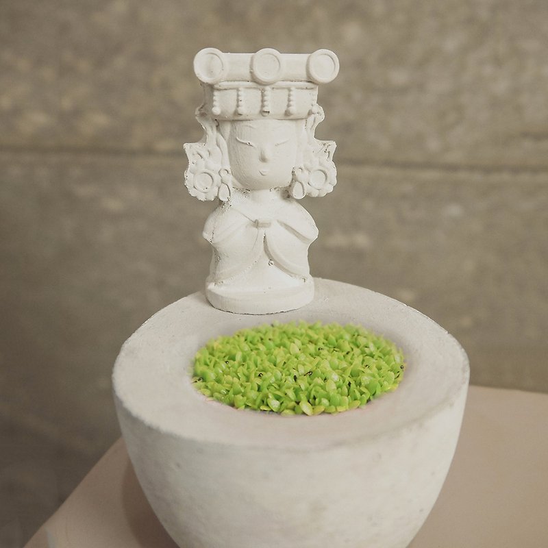 Cement pot | Qing Pu design models: willing to listen - Mazu DIY Pitaya Kits - ตกแต่งต้นไม้ - ปูน สีเทา