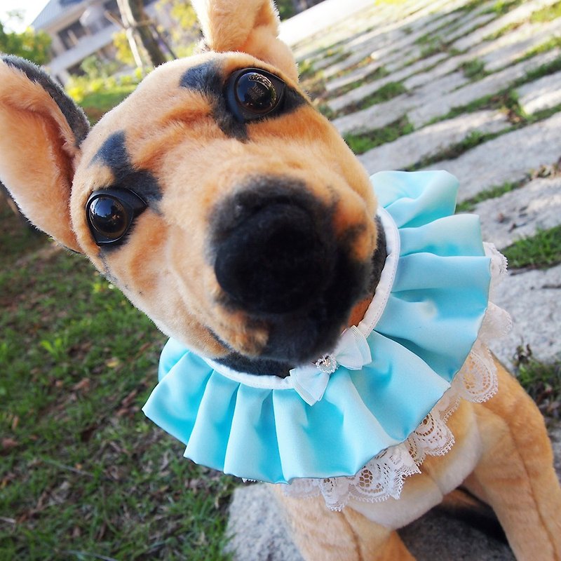 結婚寵物狗狗蕾絲項圈-青色 - 項圈/牽繩 - 其他人造纖維 藍色