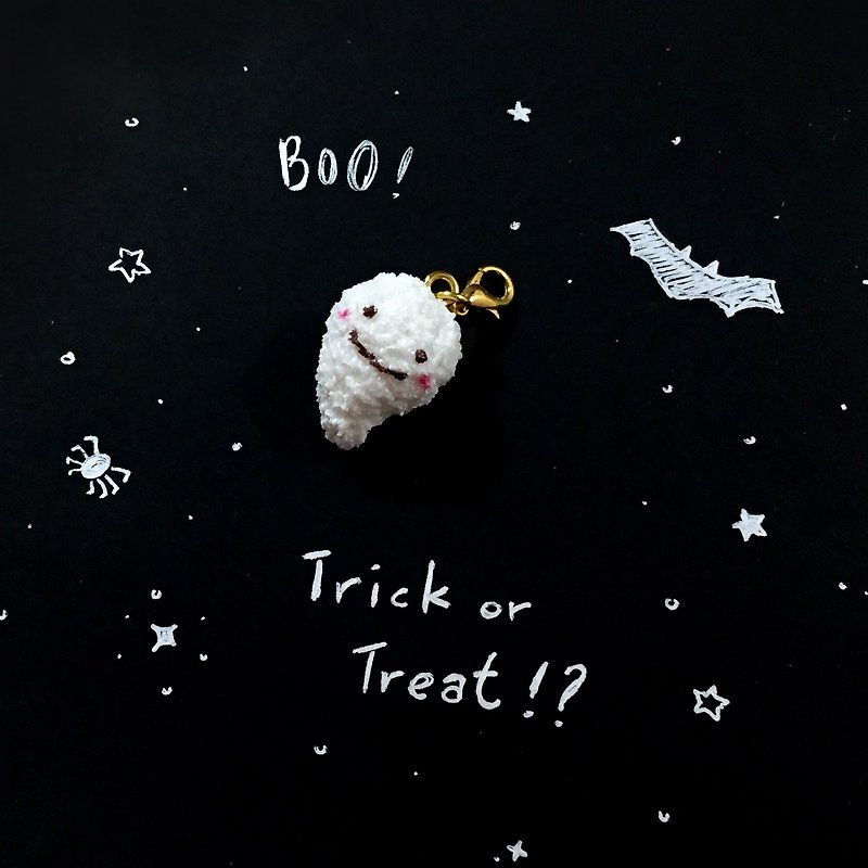 Halloween trick or treat little marshmallow pendant | simulation dessert clay pendant - เครื่องประดับผม - ดินเหนียว ขาว