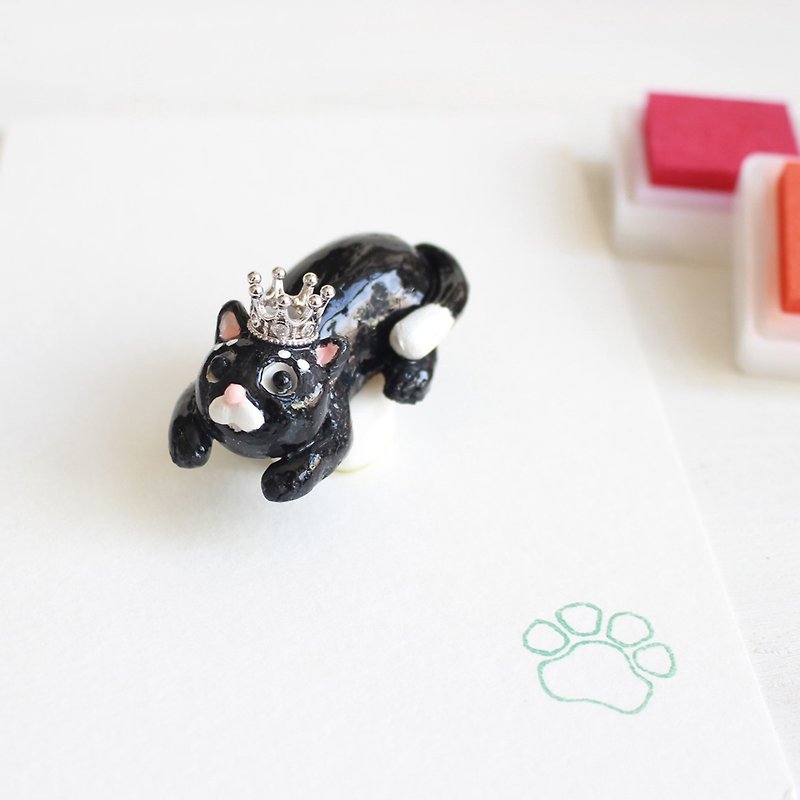 Black cat hand engraved rubber single meat ball seal I hand made JX PearlCatCat joint limited - ตราปั๊ม/สแตมป์/หมึก - วัสดุอื่นๆ สีดำ