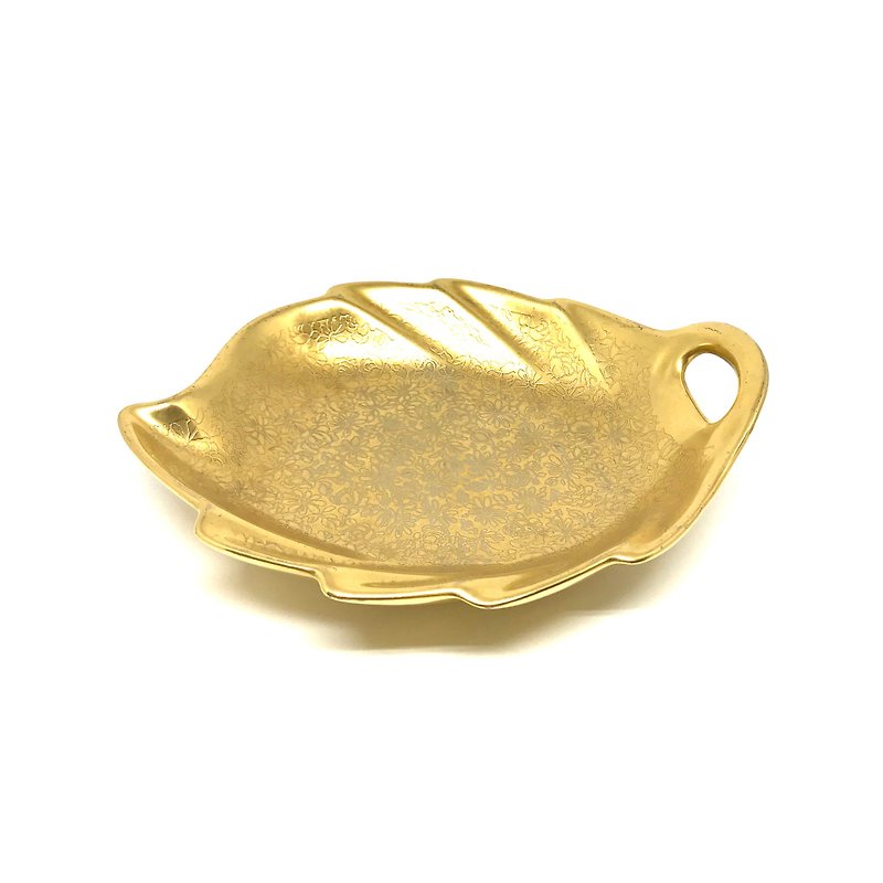 アメリカンアンティークゴールドメッキペンダントプレート - 小皿 - 磁器 ゴールド