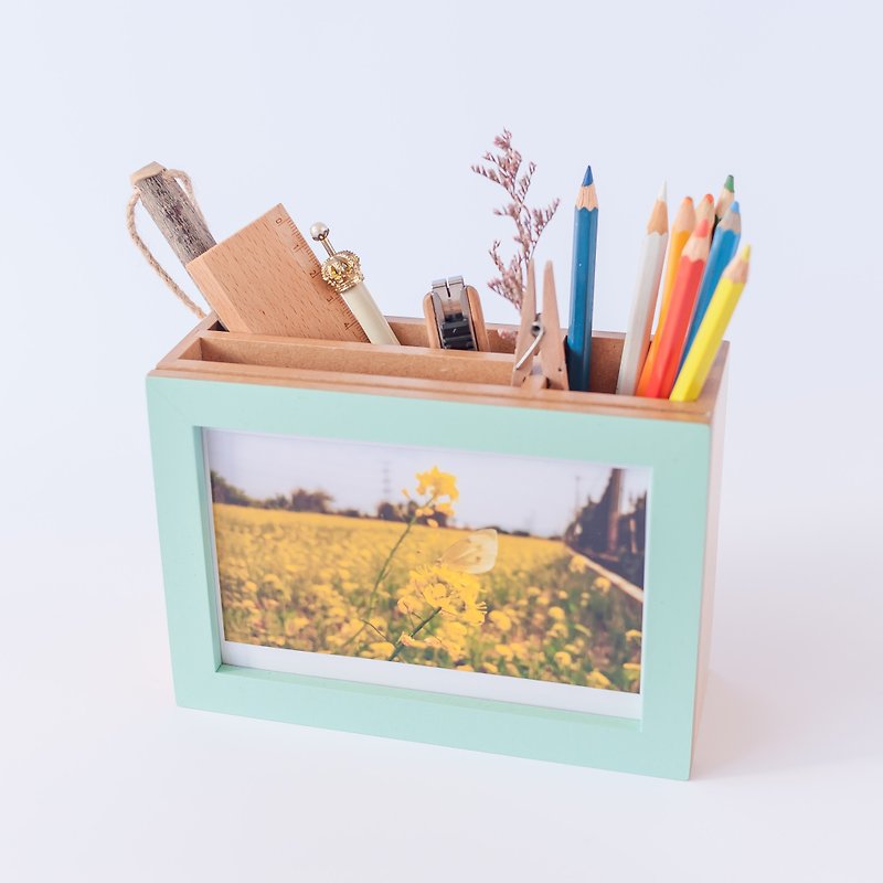 【筆筒相框4*6】桌上收納 生日禮物 畢業禮物 老師禮物 - 相框/畫框 - 木頭 