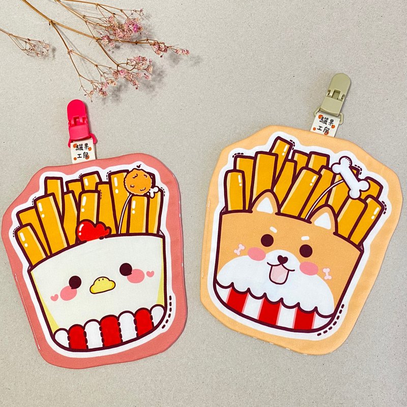 萌寵薯薯系列 | 造型手帕巾 | 薯條 | 柴犬 | 可愛狗 | 小雞 - 圍兜/口水巾 - 棉．麻 多色