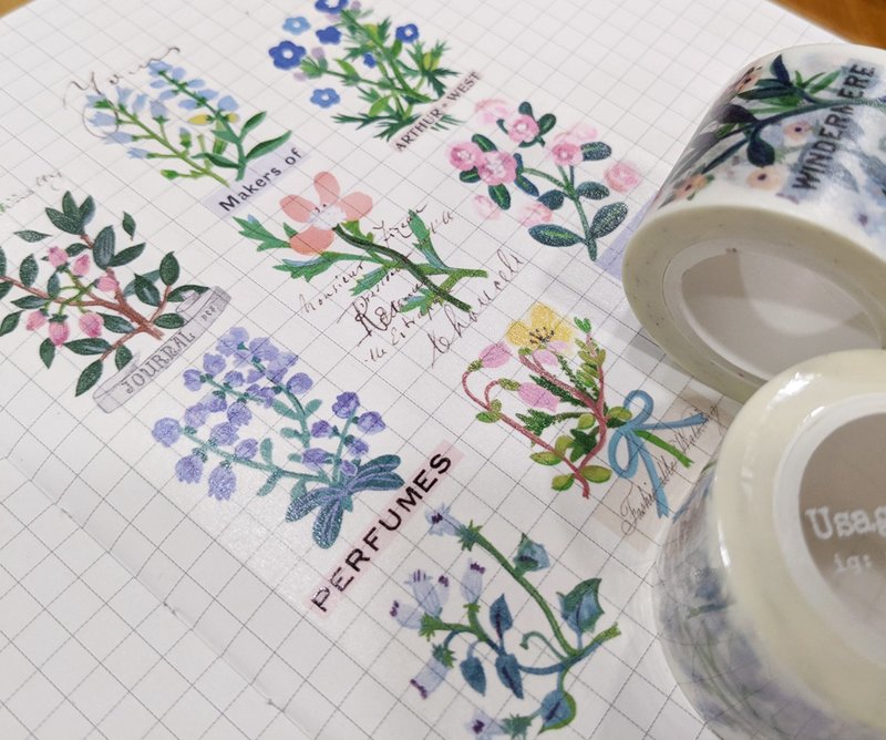 3cm Floral Label and Paper Tape #33 with Release Liner - มาสกิ้งเทป - กระดาษ 