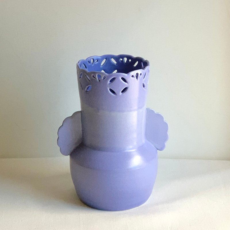 藍莓蕾絲-花瓶/花器 - 花瓶/花器 - 瓷 藍色