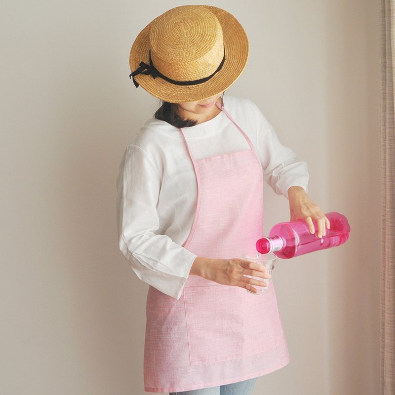 Linen Apron Summer Collection ♡ Summer Rose Pink - 圍裙 - 棉．麻 粉紅色