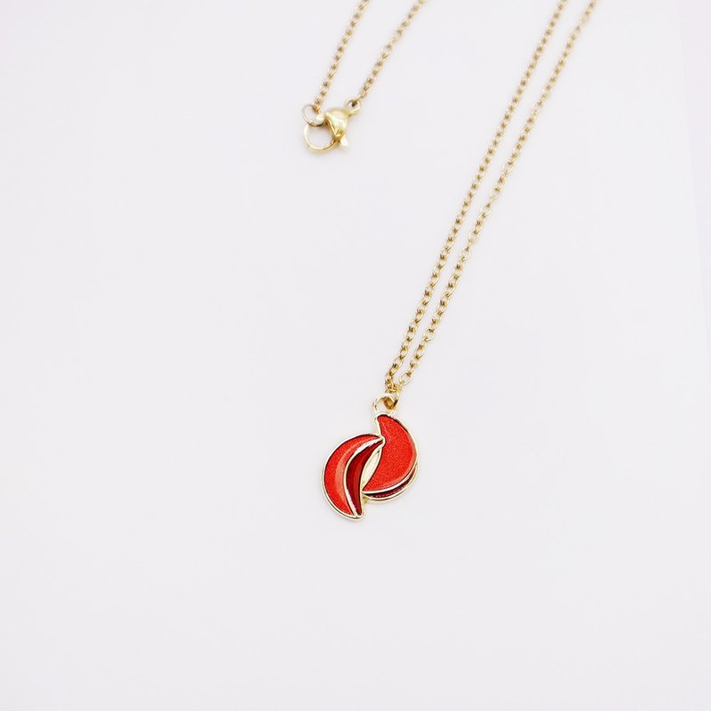 【卡片項鍊Card Necklace】台灣文化 廟宇款-筊杯 - 項鍊 - 其他金屬 