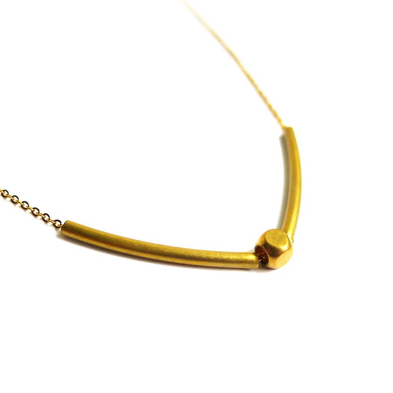 Ficelle |手工製作黃銅天然石項鍊 |【素管】黃銅18K金款鎖骨鍊 - 鎖骨鍊 - 其他金屬 