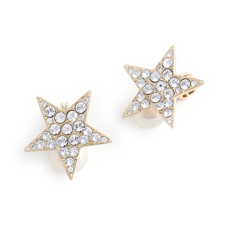 JewCas Air Earrings Series Star crystal air ear clip _JC2511 - Earrings & Clip-ons - Other Metals Transparent