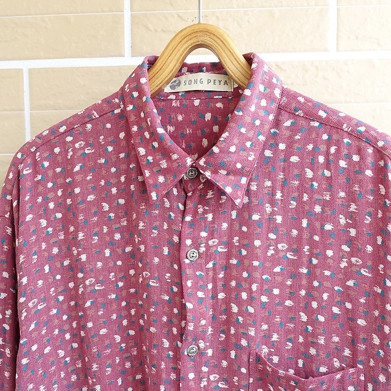 │Slowly │ pink line - ancient shirt │ vintage. Retro. - Men's Shirts - Other Materials Multicolor