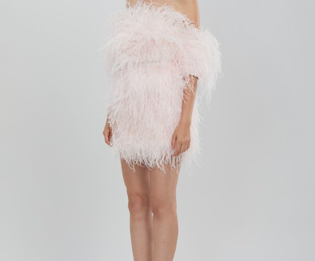 Think Pink: SG Instar Sophie Pale Pink Feather Mini Dress