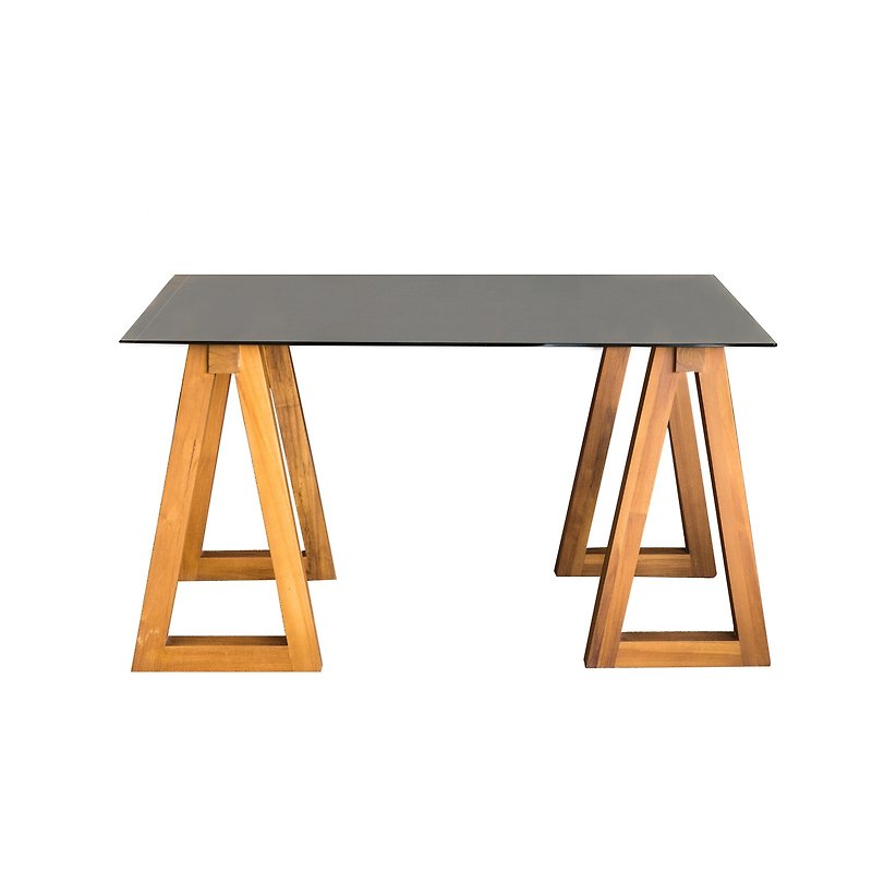 ガラス付きダイニングテーブル / ガラステーブルトップダイニングテーブル - その他の家具 - 木製 