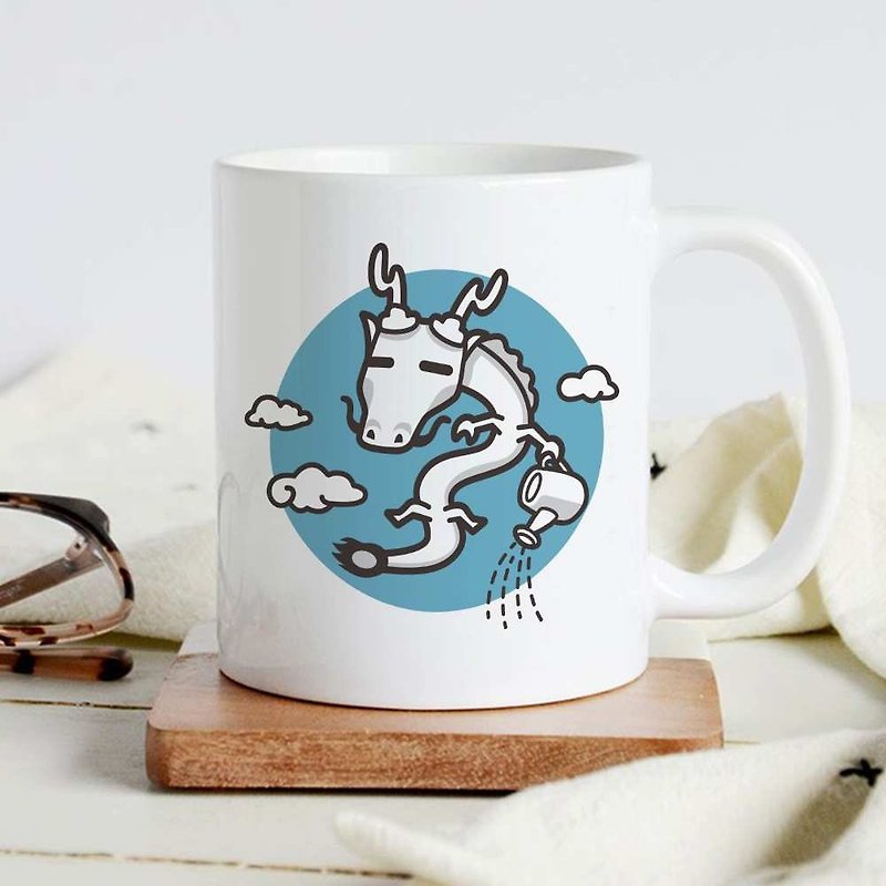 Lazy Energy [Dragon] 12 Zodiac Mug / Customizable text - Mugs - Porcelain White