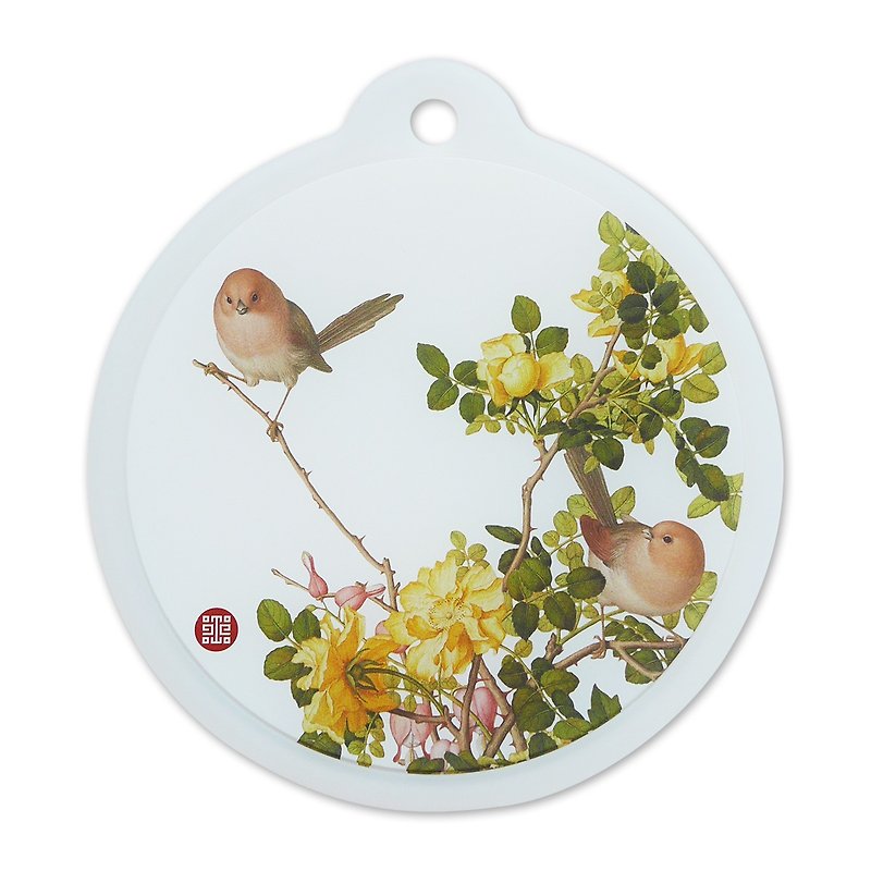 Authorized by the National Palace Museum | Xiancai Changchun album Silicone coaster - yellow spiny fish and peony (Qing Dynasty Lang Shining's painting Xiancalyx - Coasters - Silicone Multicolor