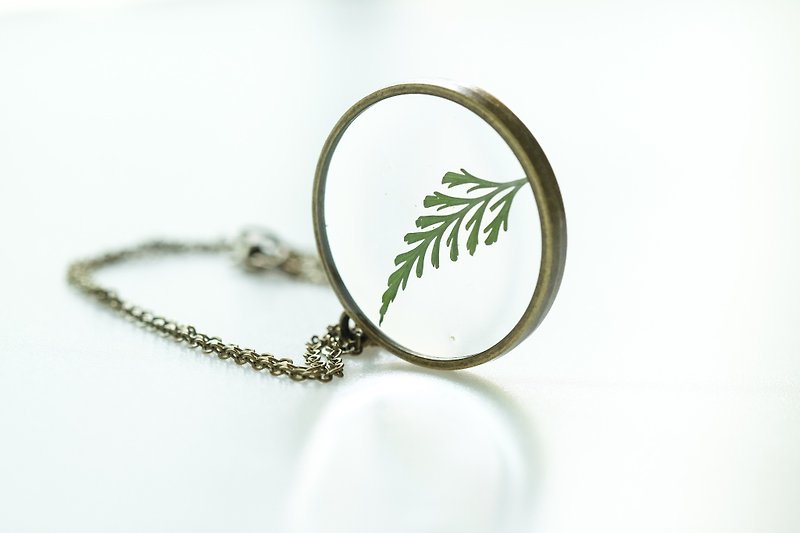 Necklace Fern bright 30 mm - Necklaces - Other Metals Green