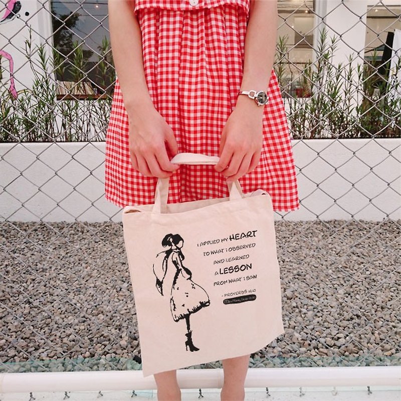 イラストレーターミルクハニー-箴言24.23文化的で創造的なスタイルのストレートキャンバスバッグ - クラッチバッグ - コットン・麻 カーキ