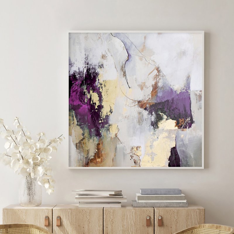 Purple Abstract painting | Abstract purple wall art | Pink Sobriety - 壁貼/牆壁裝飾 - 棉．麻 紫色