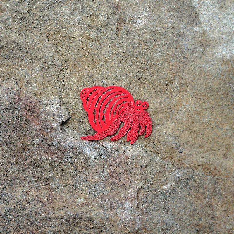 Mai Mai Zoo-Hermit Crab Paper Carving Bookmark | Cute Animal Healing Small Things Stationery Gifts - Bookmarks - Paper Red